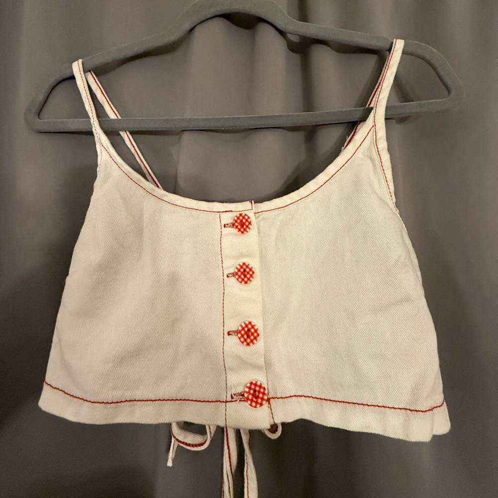 Urban Outfitters Cream Top with Red Accents